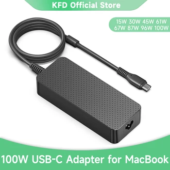 Зарядное устройство KFD USB-C PD 3.0 Для ноутбука, Адаптер переменного тока для Mac Pro 13 14 15 16 Дюймов, MacBook Air 13 Источник питания 100 Вт 96 Вт 87 Вт USB-C