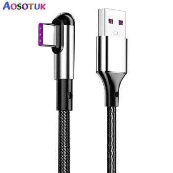 1,2 М 3A 90-Градусный USB-кабель Для Быстрой Зарядки Micro C Type C Для iPhone 13 12 11 Pro Huawei L-образный Нейлоновый USB-провод, Телефонный Кабель