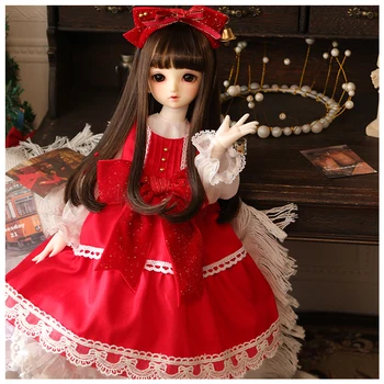 1/3 платье BJD 1/6 1/4 кукольное платье + лента для волос + носки кукольная одежда красное платье bjd аксессуары для кукол кукольная одежда