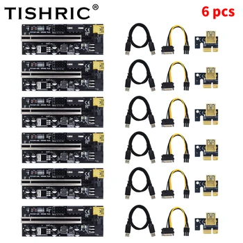 1/5/6/10 Шт. TISHRIC 6 Светодиодных Ламп VER009C Plus PCIE Riser 009S Plus PCIE X16 Riser Card Удлинитель Адаптер Riser для майнинга