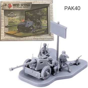 1: 72 Противотанковая пушка PAK40 времен Второй мировой войны / ракетная установка Без клея, Артиллерийская сцена 180302