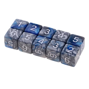 10 шт./компл. Новые принадлежности для настольных игр для внешней торговли Кубики 16 мм с цифрами 1-6 Сине-серый двухцветный