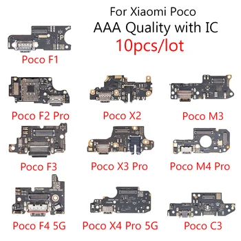 10 шт./лот USB Зарядное Устройство Зарядный Порт Для Xiaomi Poco F1 F2 Pro F4 5G M3 F3 X2 X3 Pro NFC Док-разъем Микрофонная Плата Гибкая Кабина