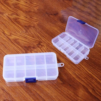 10 Ячеек Пластиковой шкатулки для хранения ювелирных изделий, Регулируемый контейнер для бусин, сережек, шкатулки для ювелирных изделий, Прямоугольная коробка