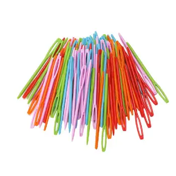 100шт Детские Красочные Пластиковые Иглы длиной 7 см, Гобелен, Бинка, Шерстяная пряжа для шитья своими руками