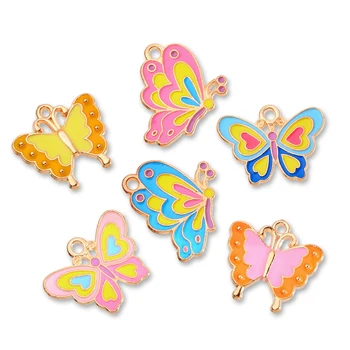 10шт Красочная подвеска-бабочка, Симпатичный амулет-насекомое из цинкового сплава для изготовления ювелирных изделий, Женские серьги, ожерелье, подарок ручной работы