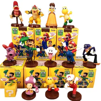 13 шт./лот 3-7 см Super Mario Bros ПВХ Фигурка Игрушки Куклы Набор моделей Луиджи Йоши Donkey Kong Гриб для детей подарки на день рождения