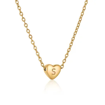 18-Каратное позолоченное ожерелье из нержавеющей стали с любовным письмом, подвеска в виде сердца, подарок для пар