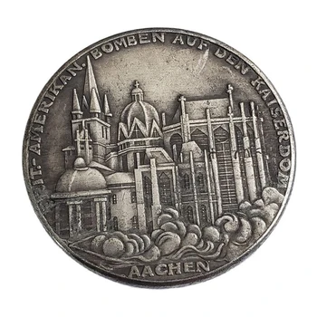1943 Германия Монета странника Скелет Человека и церковный узор Коллекция памятных монет Ремесла Сувениры Орнамент Монета