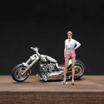 1шт 1:64 Красивый водитель Мотоцикл Девушка Фигурка из смолы Модель Сцены Аксессуары Кукла Игрушка DIY Орнамент