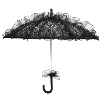 1шт Свадебный кружевной зонт Свадебный декоративный зонт для чаепития Кружевной зонтик Женский костюм (черный)