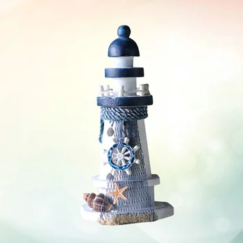 1ШТ Украшения Средиземноморского океана, маяк, Художественная статуэтка из соснового дерева, шкаф для рукоделия, Настольные украшения для дома, для стола