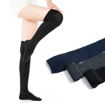 2 пары длинных носков, женские зимние утепленные чулки, мягкая шерсть, комфорт, компрессия выше колена, модные женские высокие носки