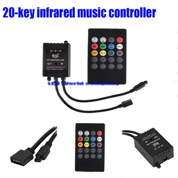 20-клавишный музыкальный контроллер 12-24 В 72 Вт 38 кГц музыкальный ИК-контроллер черный звуковой датчик пульт дистанционного управления для RGB светодиодной ленты высокого качества
