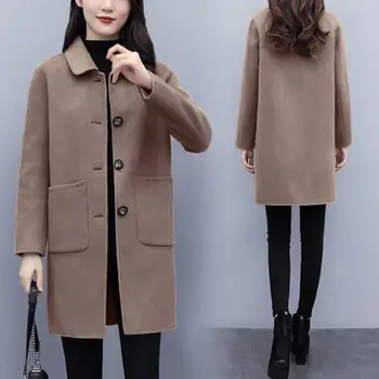 2021 Новая весенне-осенняя женская куртка, однобортное полушерстяное пальто, верхняя одежда, теплый ветрозащитный топ, Тонкий Длинный Портативный женский костюм