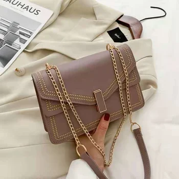 2021 новая женская сумка с вышивкой из ниток, корейский модный тренд, сумка-мессенджер на одно плечо, сумка с цепочкой на замке
