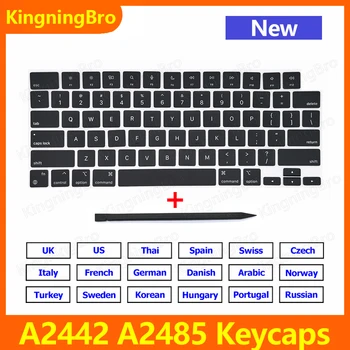 2021 Ноутбук A2442 A2485 Клавиши Клавиатуры Keycaps США Великобритания Французский Русский Испания Для Apple Macbook Pro M1 Retina 14 