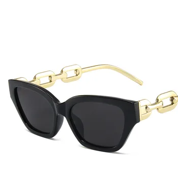2022 Новые персонализированные женские солнцезащитные очки с металлической цепочкой в стиле хип-хоп, модные очки для уличной стрельбы в многоугольной оправе UV400
