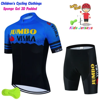 2023 Jumbo Visma Детский Комплект для велоспорта, Летняя Велосипедная майка с короткими рукавами, Детская Велосипедная одежда, Велосипедная одежда для мальчиков, Спортивный костюм