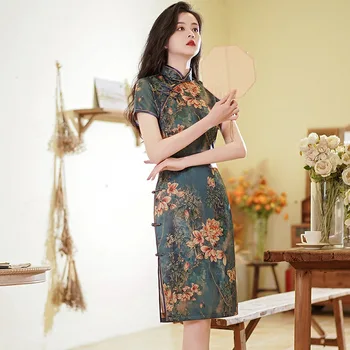 2023 Летнее Новое Модное Тонкое Платье Cheongsam Для Молодых Девушек Большого Размера В Стиле Ретро, Вечернее Платье Ципао в Китайском Стиле для Женщин