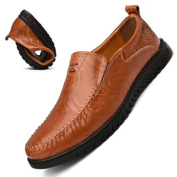 2023 Мужская повседневная свободная обувь с дезодорантом и дышащей кожей Уличная мужская обувь Британская модная молодежная весенняя и осенняя обувь