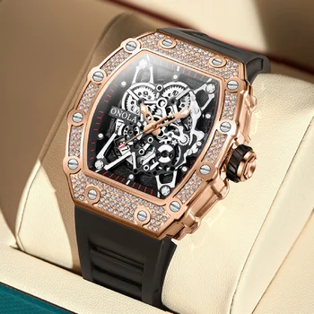 2023 Новые мужские часы ONOLA Fashion, роскошный дизайн с инкрустацией бриллиантами, кварцевые Водонепроницаемые Наручные часы, Мужские часы Relogio Masculino