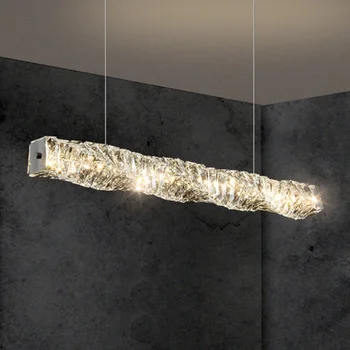 2023 Современный светодиодный подвесной светильник класса люкс Cristals из металла с регулируемой яркостью для столовой, гостиной, спальни