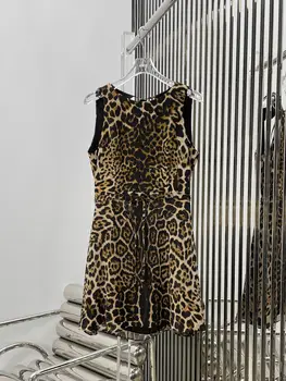 2023SS, летнее сексуальное женское роскошное высококачественное леопардовое платье без рукавов с открытой спиной для леди SN 4.24