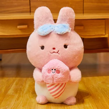28 см Креативный Кролик Плюшевые Игрушки Кролик Мягкие Игрушки Милый Розовый Кролик-мороженое Кукла Детские Игрушки Девушка Каваи Декор Комнаты Игрушки