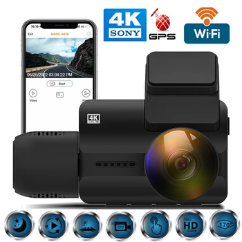3-канальная видеорегистраторная камера 4K + 1080P + 2K WiFi GPS Автомобильный видеорегистратор с двумя объективами ночного видения, 3-объективная автомобильная камера DashCam на 170 градусов