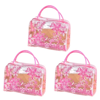 3 шт. Водонепроницаемая прозрачная цветочная сумочка, косметичка для спортзала, несессер для путешествий, косметичка с ручкой, для купания на открытом воздухе, для женщин и девочек