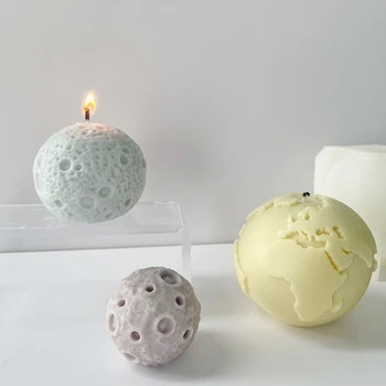 3D Земля Луна Силиконовая форма для свечей DIY Ароматерапевтический гипс Мыло Смола Глиняная форма Лунный Шар для изготовления свечей ручной работы Домашний декор