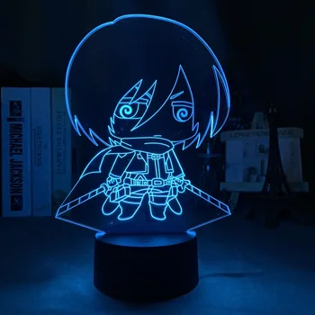3d Иллюзионная Лампа Attack on Titan Ночник для Декора Спальни Красочный С Батарейным Питанием Mikasa Ackerman Figure LED Night Light