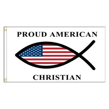 3x5 футов 90x150 см Гордый Американский христианский рыбий флаг