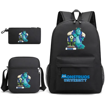3шт Disney Monsters University Bookbag Детский Рюкзак Студенческие Мальчики Девочки Школьные сумки Через Плечо Набор Ежедневных Рюкзаков Mochilas