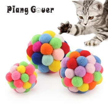 3ШТ Игрушка для кошек Красочные колокольчики ручной работы Мяч Интерактивная игрушка для домашних животных S/M/L