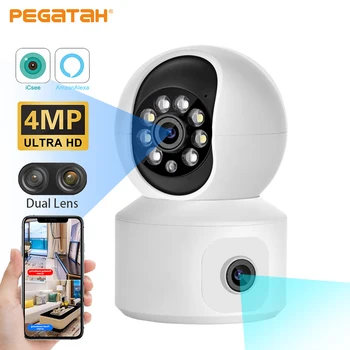 4-Мегапиксельная WiFi PTZ-Камера с Двойным Экраном Радионяня Автоматическое Отслеживание Ночного Видения IP-Камера Внутренней Домашней Безопасности CCTV Камера Наблюдения
