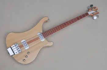 4-Струнная электрическая бас-гитара из натурального дерева с красным грифом, гриф проходит через корпус, морилка, предоставляем индивидуальный сервис