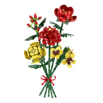 494 шт., модель букета романтических роз, строительный блок, кирпичная игрушка, подходящий подарок на День Святого Валентина для подруги