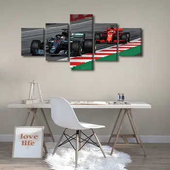 5-панельный гоночный автомобиль F1, дом, спортивный автомобиль, 5 шт., картины на холсте, HD Печать, Картины для домашнего декора без рамок