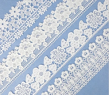 5 ярдов Цветок Белая Кружевная отделка Лента Ткань Кружевная лента Швейное платье своими РУКАМИ