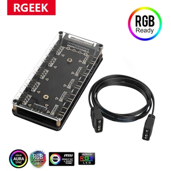 5V 3-Контактный RGB 10 Концентратор-Разветвитель SATA Power 3pin ARGB Адаптер-Удлинитель для GIGABYTE ASUS AURA SYNC MSI ASRock RGB LED w/Case
