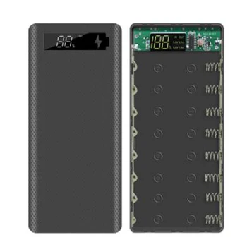 5V Dual USB 8X18650 Чехол для блока питания с цифровым дисплеем, зарядное устройство для мобильного телефона, держатель батареи 18650-черный