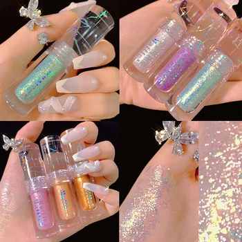 6 Цветов Бриллиантовые Тени Для Век Nude Metal Shimmer Glow Glitter Одиночные Жидкие Тени Для Век Пигмент Для Макияжа Аксессуары Красота Косметика