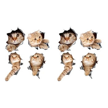 (8 шт.) 3D наклейки с кошками для автомобиля, наклейка на окно, грузовик, автомобиль, ноутбук или Ipad