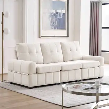 93-дюймовый современный диван-футон с ворсистой обивкой для гостиной, с местом для хранения вещей, с высокой спинкой, для квартиры, общежития