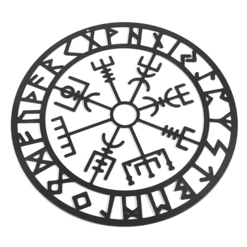 A0KC Руны и Символы Скандинавской Мифологии Вывеска Украшения Домашнего Интерьера Круглой Формы