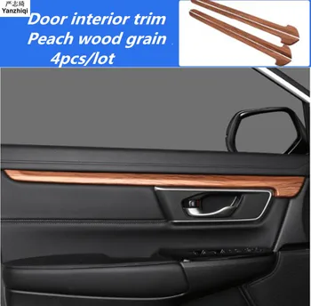 ABS Хром/Углеродное волокно/персиковое дерево внутренняя отделка дверной рамы, Стайлинг автомобиля для Honda CRV CR-V 2017 2018 Аксессуары
