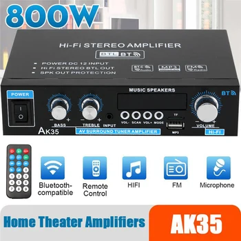AK35 800 Вт Домашние Цифровые Усилители Аудио 110-240 В Мощность Басового Звука Bluetooth Усилитель Hi-Fi FM USB Авто Музыкальный Сабвуфер Динамики