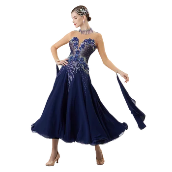 B-22228 Новое женское платье для современных танцев, разнообразное по цвету Платье для бальных танцев, Национальный стандарт для соревнований по вальсу.